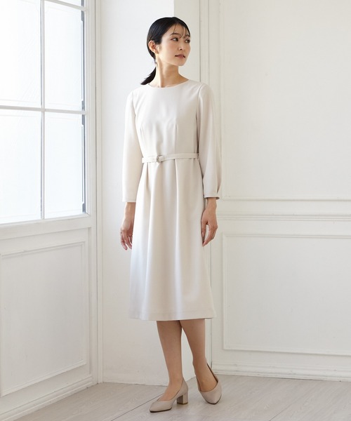 「AIMER」 7分袖ワンピース LARGE ベージュ レディース_画像2