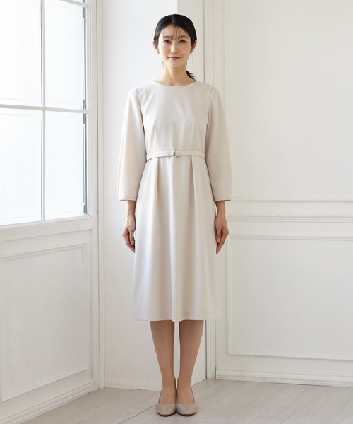 「AIMER」 7分袖ワンピース LARGE ベージュ レディース_画像3