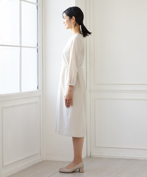 「AIMER」 7分袖ワンピース LARGE ベージュ レディース_画像4