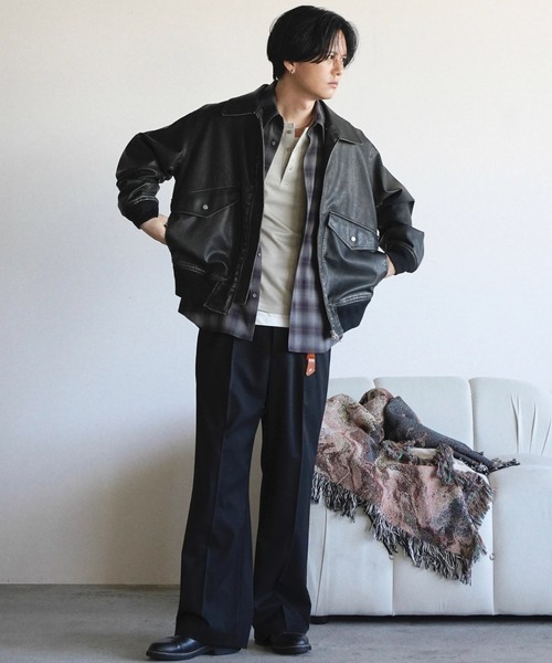 「WYM LIDNM」 スラックス L チャコール メンズ_画像3