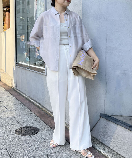 「NOLLEY'S」 7分袖シャツ 38 グレイッシュベージュ レディース_画像2