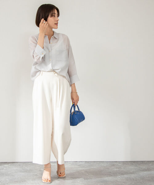 「NOLLEY'S」 7分袖シャツ 38 グレイッシュベージュ レディース_画像4
