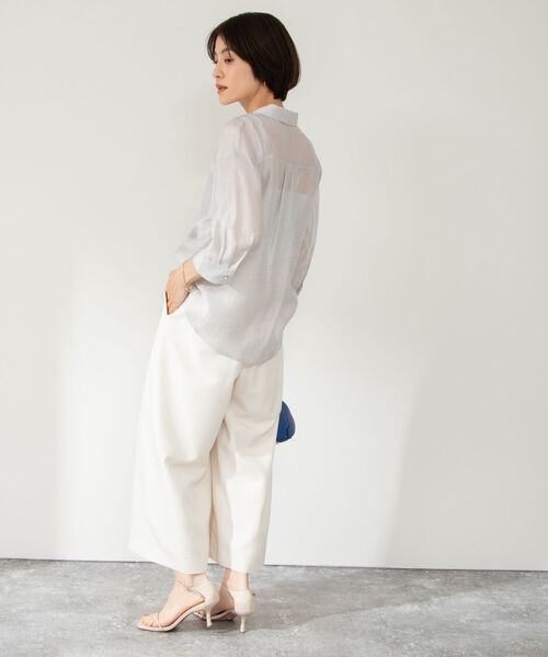 「NOLLEY'S」 7分袖シャツ 38 グレイッシュベージュ レディース_画像8