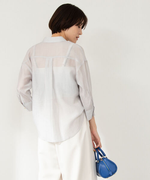 「NOLLEY'S」 7分袖シャツ 38 グレイッシュベージュ レディース_画像9
