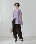 ブラウス シャツ フレンチスリーブリブドッキン...の詳細画像1