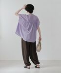 ブラウス シャツ フレンチスリーブリブドッキン...の詳細画像3