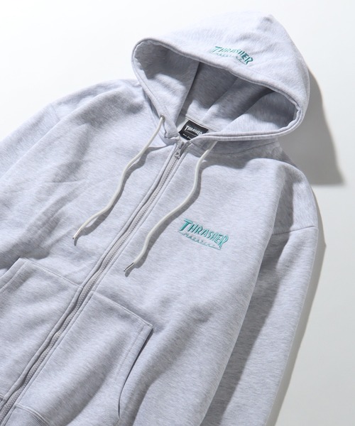 「THRASHER」 ジップアップパーカー M ブラック メンズ_画像6