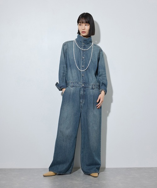 ADAM ET ROPE'（アダムエロペ） オールインワン デニムスタンドカラー