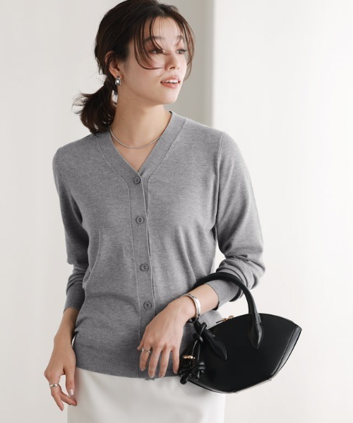 Pierrot カーディガン シルクタッチウォッシャブルニットカーディガン