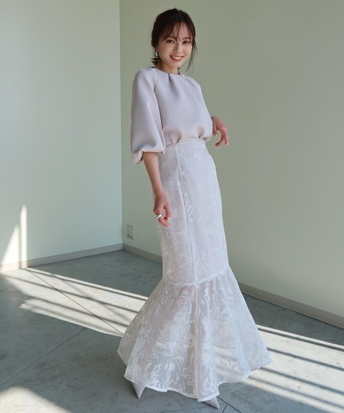 新品未使用　anuans マーメイドオパールスカート 花柄　ホワイト　S anuans（アニュアンス） スカート マーメイドオパールスカート