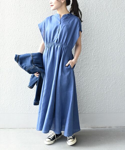 SHIPS（シップス） ワンピース 半袖 *「手洗い可能」テレデランカット