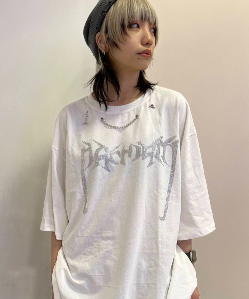 tシャツ A'GEM/9 × .kom「NOVESSEL/ノベセル」ネックレス付きダメージ加工Tシャツ レディース メンズ NOVESSEL tシャツ Tシャツ A'GEM/9 × .kom『NOVESSEL/ノベセル