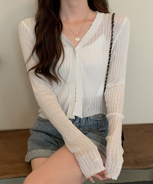 シースルーカーディガン GIUNON（ジウノン）の「see through cardigan / シースルー