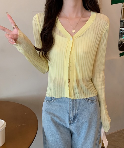 カーディガン 「韓国コーデに！日焼け対策も」8colorシースルー