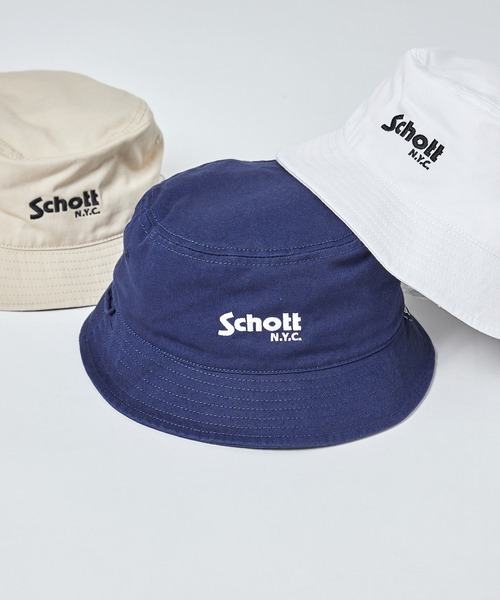Schott N.Y.C 帽子 ハット 「SCHOTT」ロゴツイルバケットハット