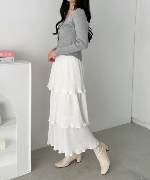 CLEA スカート 3段ティアードフリル カンカンロング丈スカート