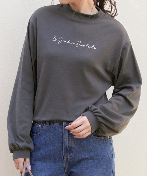 ad thie（アドティエ） tシャツ スムース モックネック ロゴプリント