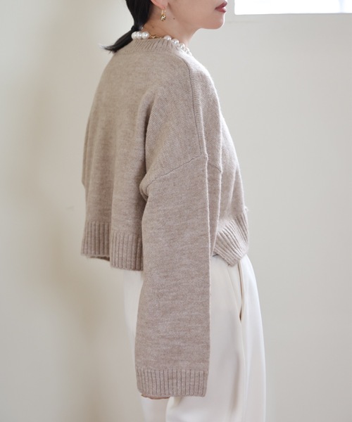 【ELLIE】ボリュームスリーブショートニット WHITE ボリュームスリーブショートニット【WHITE】 – ELLIE