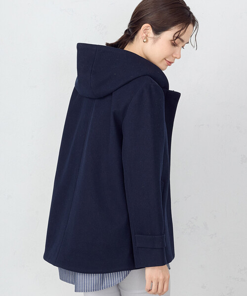 COMME CA ISM コート アウター 2WAY ジャージーフーデット