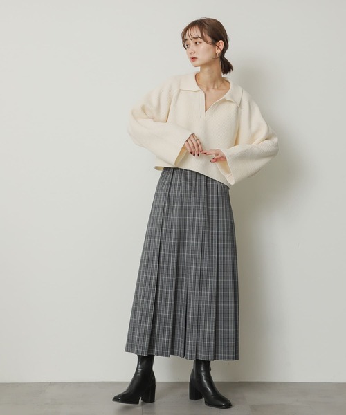 【Seooocookie】ハンス チェック ロング プリーツ スカート KANKO Harajuku Select 制服 スカート スクールスカート