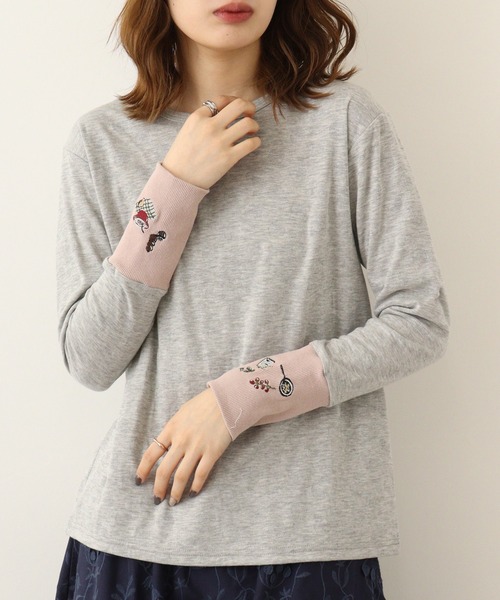 Emago（イマゴ） tシャツ 袖リブ切替えロングスリーブ レディース