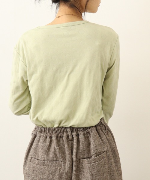 Emago 後ろ切り替えロンＴ 生成 Emago（イマゴ） tシャツ 袖リブ切替えロングスリーブ レディース