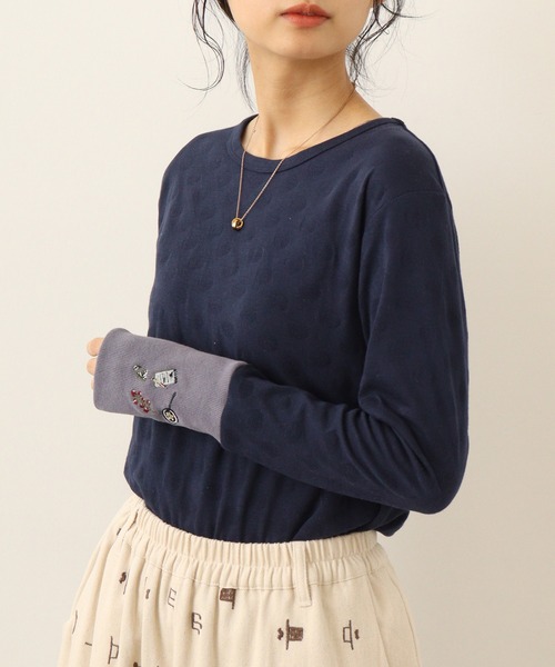 Emago（イマゴ） tシャツ 袖リブ切替えロングスリーブ レディース