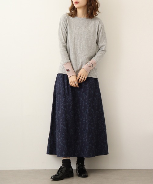 Emago（イマゴ） tシャツ 袖リブ切替えロングスリーブ レディース