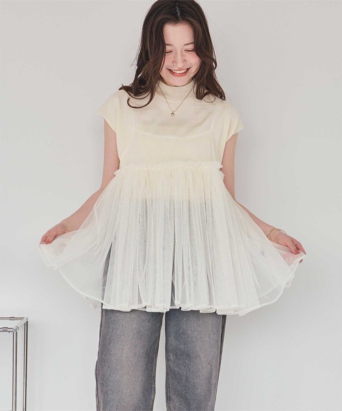 titivate（ティティベイト） tシャツ ボリュームチュールキャミソール