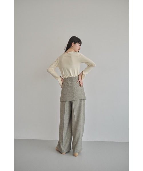 Abor ベルトスカートレイヤードネップタックパンツ ZOZOTOWN Abor パンツ 「Abor」ベルトスカートレイヤードネップタック