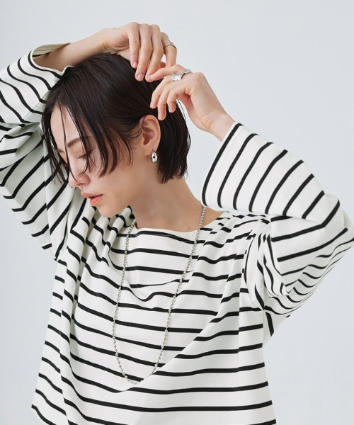 RASW tシャツ 「RASW」綿100%ボーダークロップドロンT