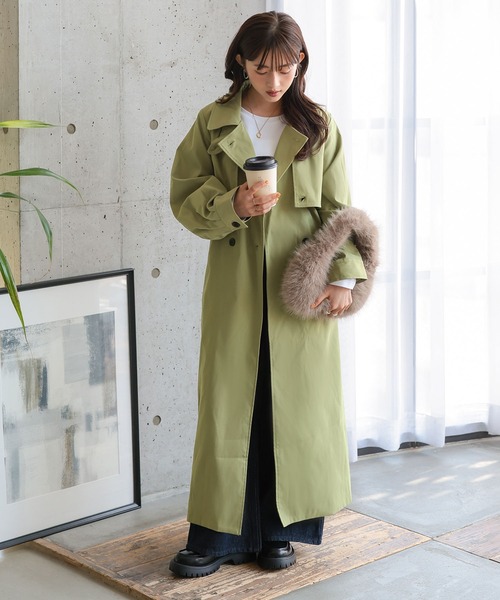 green トレンチコート トレンチコート コート 「 低身長向けサイズ 」 ロングトレンチ