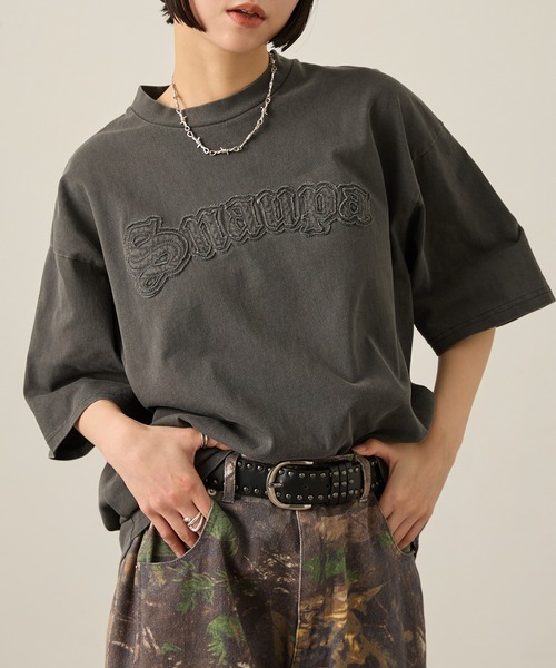 Snap club tシャツ 「Snap club」ビッグシルエットヴィンテージ加工