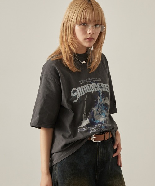 Snap club tシャツ 半袖 「Snap club」ビッグシルエットヴィンテージ