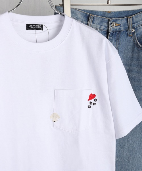 WESTSEA（ウエストシー） tシャツ 猫 アニマル 刺繍ポケット オーバー