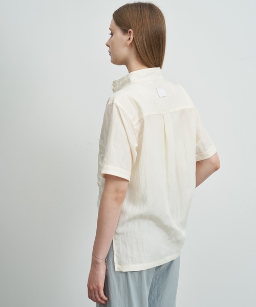 ブラウス シャツ 「ELOOPS」モックネックワッシャービッグポケットシャツ レディース メンズ ブラウス シャツ 「ELOOPS」モックネックワッシャービッグ