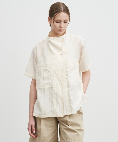 ブラウス シャツ 「ELOOPS」モックネックワッシャービッグ
