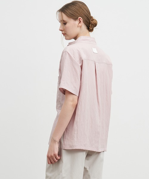 ブラウス シャツ 「ELOOPS」モックネックワッシャービッグポケットシャツ レディース メンズ ブラウス シャツ 「ELOOPS」モックネックワッシャービッグ