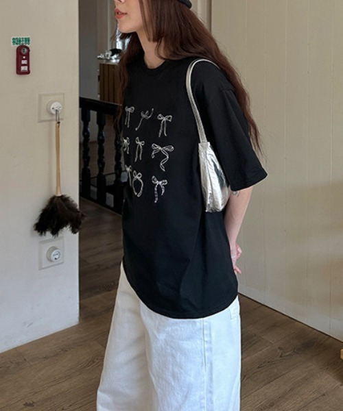 トップス ribbon tee SLY | CUT OUT RIBBON トップス (Tシャツ・カットソー(長袖