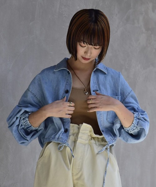 ブラウス シャツ デニム半袖クロップド丈シャツ レディース GAP ブラウス シャツ ウルトラソフト クロップド デニムシャツ