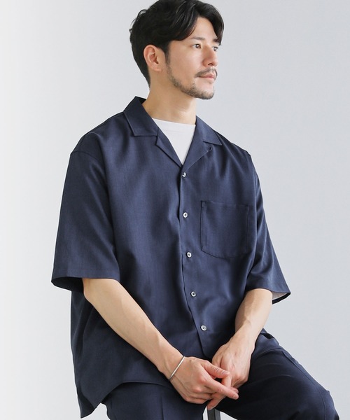 BLACK LABEL リネン半袖シャツ(LL) LIL VENDARS シャツ Buyer's Select/テックリネンオープンカラー
