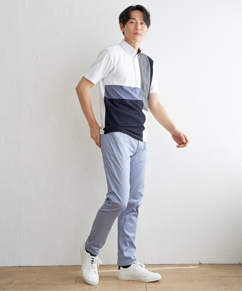 ikka（イッカ） ポロシャツ 半袖 ブロックス鹿の子切り替えポロシャツ