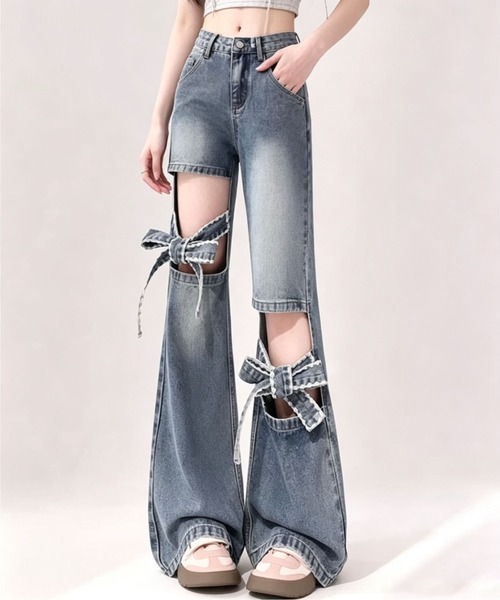 ✿RHV✕ジーンアンドレ　コラボ✿オーガニックハイウエストデニム　26サイズ gossip!ロサンゼルス ジーンズ デニム デニムパンツ 「サイズあり」膝
