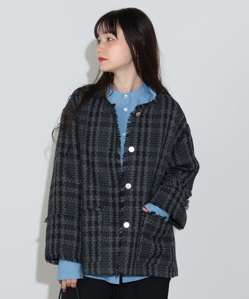 BEAMS HEART ツイードジャケット BEAMS HEART（ビームス ハート）ツイード オーバージャケット