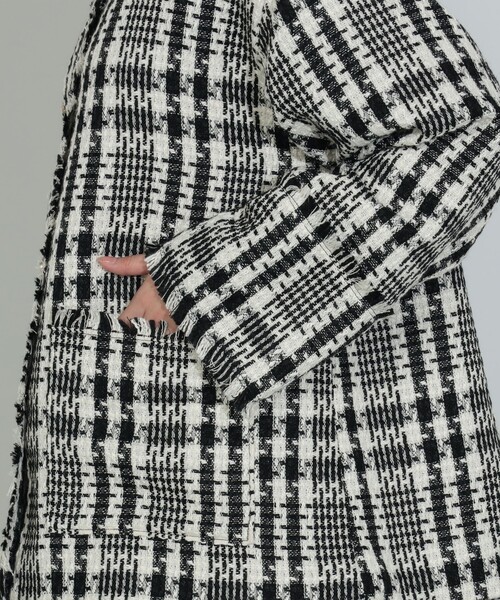 BEAMS HEART ツイードジャケット BEAMS HEART ジャケット ノーカラージャケット ツイード