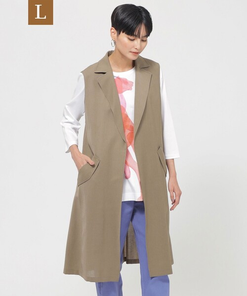ベスト ジレ 「L」「接触冷感」「ウォッシャブル」ロングテーラードジレ レディース