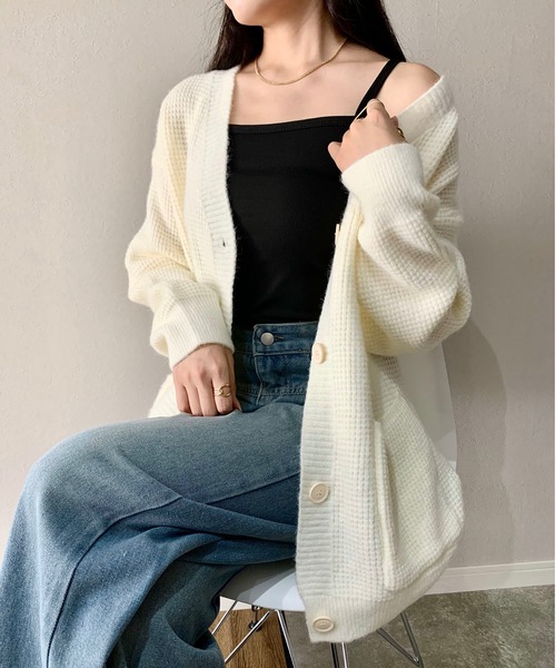 KBF ♡ ワッフルカーディガン KBF（ケイビーエフ）の「【予約】2wayワッフルカーディガン（）」 - WEAR