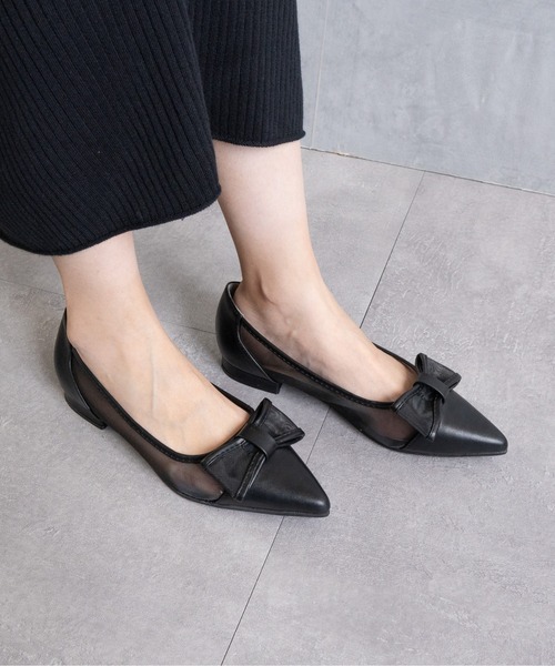パンプス メッシュリボンフラットパンプス : ZOZOTOWN Yahoo!店
