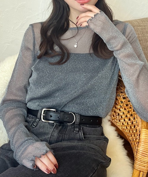 tシャツ フィンガーホールラメシアートップス レディース : ZOZOTOWN