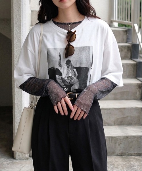 tシャツ フィンガーホールラメシアートップス レディース : ZOZOTOWN
